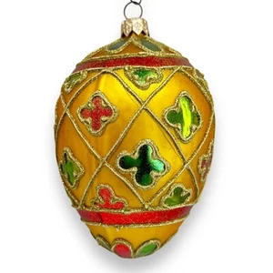 Vintage Williams Collection Weihnachtsei Ornament Polen Gold Grün Rot - Bild 1 von 8