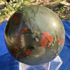 505g Natural African blood stone ball crystal Quartz polished Sphere Reiki - Picture 1 of 13