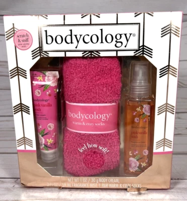 Bodycology PINK VANILLA WISH Mist Body Cream Socks Gift Set - Image 1 of 3