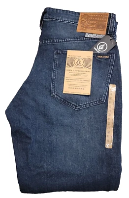 NWT Volcom Vorta 15 Slim Straight Stretch Fit Dark Blue Jeans Waist 31 Inseam 32 - Image 1 of 4