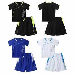 Jungen Sportanzug Set Kurzarm Trainingsanzug T-Shirt Shorts Basketball Kleidung - Picture 1 of 46