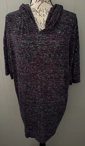 NEW RELEASE Lularoe Frankie Short Sleeve Hoodie Shirt Top Large L Space Dye Nwt - Picture 1 of 4