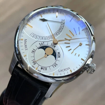 Maurice Lacroix Masterpiece Lune Retrograde Moon-phase Day Date Swiss Watch New - Image 1 of 4