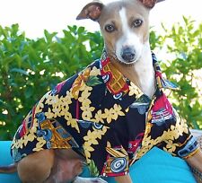  Surfer Woodies Print Hawaiian Dog Camp Shirt XXS-M USA Made, Dogs Puppies