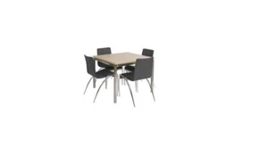 Actona Que Light Ash Dining Table Set with 4 Leather Chairs Casual Furniture - Picture 1 of 8