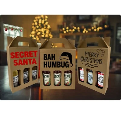 Bah Humbug - Secret Santa - Рождественская коробка для переноски бутылок пива сидра - идея подарка - Изображение 1 из 4