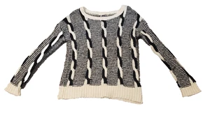 Urban Outfitters Sparkle & Fade Chunky Cable Knit Sweater Cream Black Medium - Picture 1 of 7