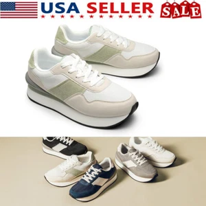 Women Fashion Sneakers Walking Platform Lightweight Casual Sport Workout Sneaker - Picture 1 of 25