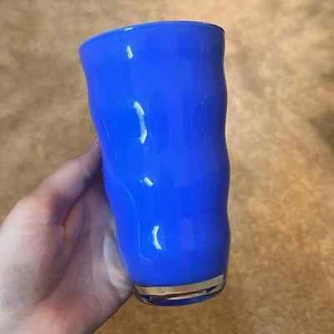 DANSK "RIO" Blue Crystal Tumbler, Wavy Glass, Old Stock, 6 Inch Tall ~ HTF; RARE - Picture 1 of 4