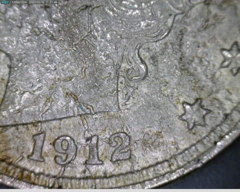1912 V nickel with cracked and crumbly planchete Cover
