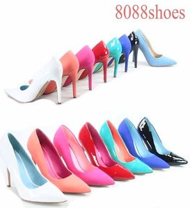 Women's Bridal Sexy Color Pointed Toe Patent Pump Heels Shoes Size 5.5 - 11 NEW