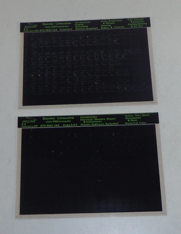 Microfiche Catalogo Ricambi / Spare Parts List Jaguar Daimler Berlina Stand 02/ - Immagine 1 di 1