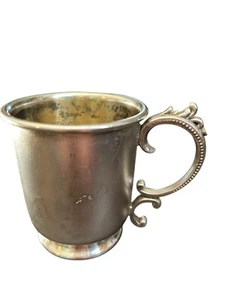 1906 American Silver Plate Co Quadruple Baby Cup Esther Etched Taufe Becher - Bild 1 von 8