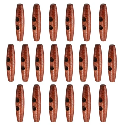 20 botones de palanca de madera 60 mm 2 agujeros madera oliva botón de costura, granate Foto 1 de 4