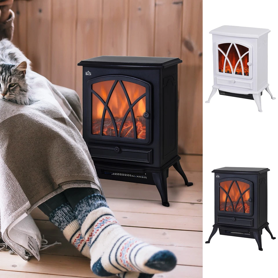 Fireplace Log Burning Flame Effect Electric Stove Standing Fan Heater - Image 1 of 1
