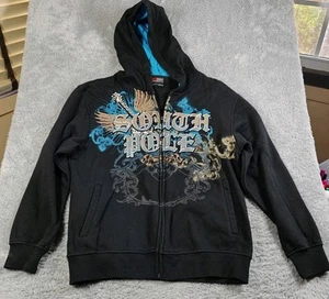 Vintage Southpole Full Zip-Up Jacket Black Grunge Size Youth L Graphic Y2K - Picture 1 of 5