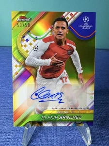 2024-25 Topps Finest UEFA Alexis Sanchez/50 Gold Refractor Auto Arsenal - Imagen 1 de 2