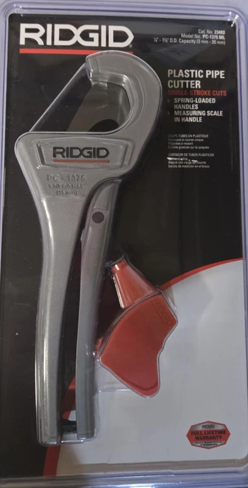 Ridgid Pc-1375 ML Plastic Pipe & Tubing Cutter NEW