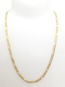 Collar hueco real oro amarillo 10k Figaro cadena corte diamante 2,5 mm 18" pulgadas - Imagen 1 de 4