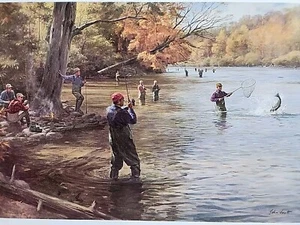 MICHIGAN RIVER VON JOHN SCOTT AUS DER GARCIA SAMMLUNG LITHOGRAPHIE - Bild 1 von 4