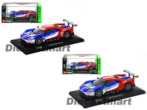 Bburago 1:32 2017 Ford GT Race Car #66 / #67 Team UK Red/Blue/White Diecast Car  - Picture 1 of 3