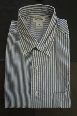 NWOT Club Monaco Gray White Stripe Button Down FUN Large 16.5-36.5 MSRP $138  - Image 1 of 4