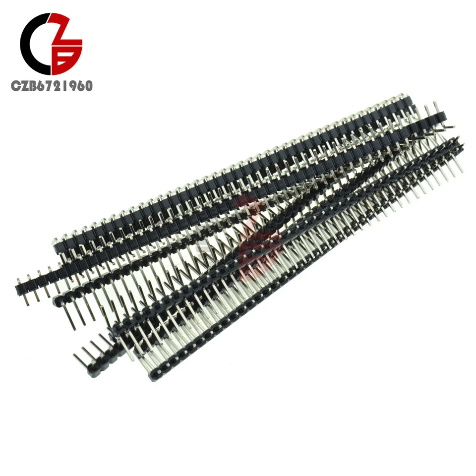 10PCS 40Pin Right Angle Single Row Pin Header PCB 2.54mm For Arduino - Image 1 of 1