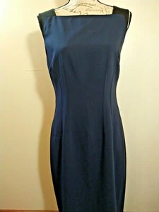 Tahari Classic Career Navy Blue/Black Sheath Sz 8 Exposed Zipper Lined NWT - Picture 1 of 4