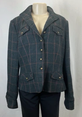 Blazer de lana a cuadros Peruvian Connection | Verde/Marrón | Talla 16 Foto 1 de 4