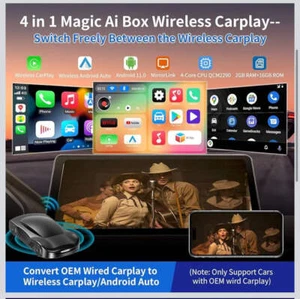 New Wireless Carplay & Android Auto Adapter with Netflix YouTube TikTok, CarPlay - Picture 1 of 10
