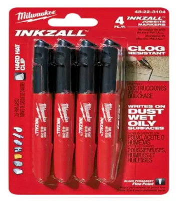 Milwaukee Inkzall Jobsite Permanent Marker, Fine Point Black (4-Pack) - Image 1 of 4