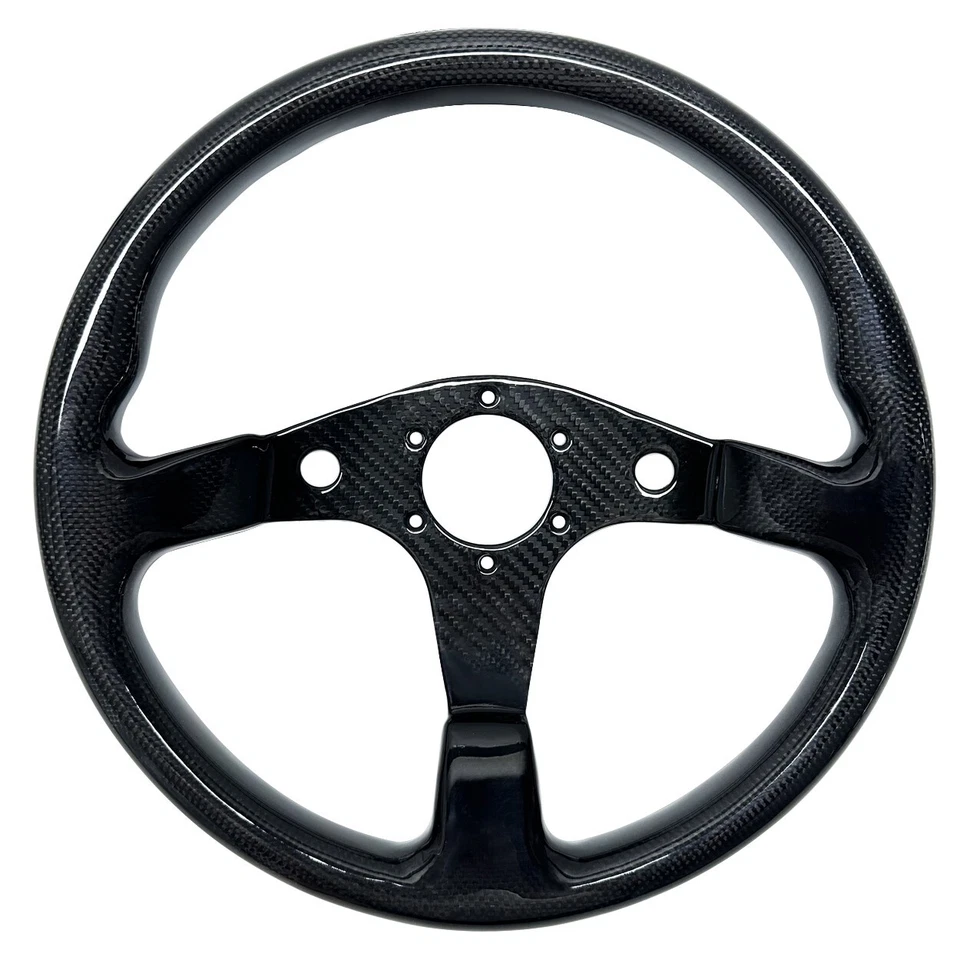 Volante Hiwowsport 350 mm fibra de carbono 6 pernos universal para JDM Racing Foto 1 de 4