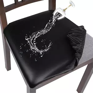Searchi Waterproof PU Leather Seat Covers for Dining Chairs, 4 Pack Stretchable - Picture 1 of 9