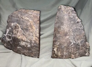 Pair Of Cut Natural Stone Bookends Polished One Side Felted Very Beautiful!! - Picture 1 of 8