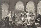Napoleon Bonaparte 1799 Visiting the Plague of Jaffa Engraving Lefevre 1836