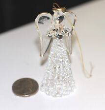 ❤ vintage acrylic angel ornament praying hands 3 1/4" tall fine gold tone tie