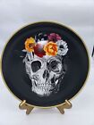 Harvest Green Studio SKULL Face & Flowers Halloween 10-1/2” Dinner Plates Set 4