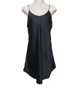 Vtg Victoria's Secret Silk Chemise Size M Gold Label Black Slip Dress Nightgown - Picture 1 of 9
