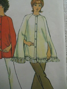Vintage Simplicity 9869 LINED CAPE & CARDIGAN Sewing Pattern Women Size 16/38 - Picture 1 of 7