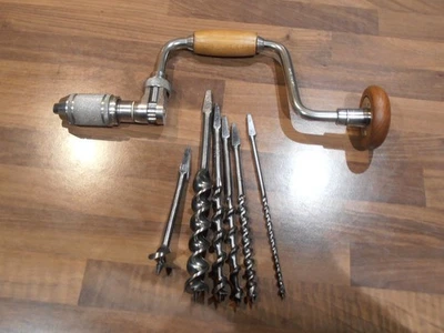 Vintage Stanley No 78 8" Mark 2 Carpenters Ratchet Brace + Auger Bits - Изображение 1 из 4