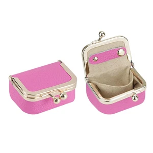 Mini monedero de cuero genuino para mujer color liso cambio de bloqueo de beso... - Imagen 1 de 9