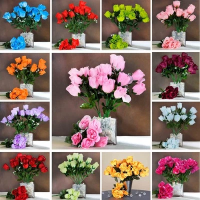 252 brotes de seda rosas flores boda ramos suministro al por mayor para centros de mesa Foto 1 de 2