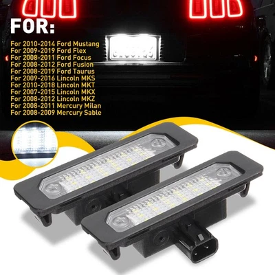 For Ford Mustang/Focus/Fusion/Taurus White LED 6000K License Plate Lights 2pcs - Image 1 of 4