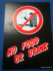 No Food or Drink Sign A5 Size Red on Black Card 210mm x 148mm FREE POSTAGE - Picture 1 of 1