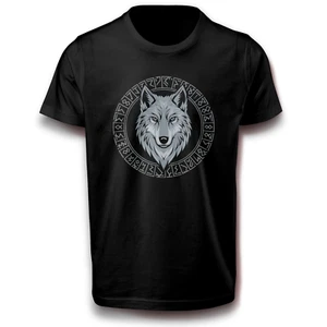 Mystisches Wolf T-Shirt mit Runenkreis nordische Kraft & Symbolik - Unisex - Bild 1 von 5