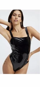 NWT Good American size 2XL vinyl black corset bodysuit adjustable straps - Picture 1 of 12