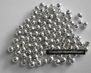 Spacer beads sterling silver plate spacers 4mm round filler beads 100 pcs FPB032 - Picture 1 of 4