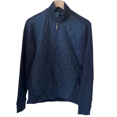 Perry Ellis Navy Blue Diamond Quilted Front Zip Up Jacket Mens Size Small - Image 1 of 4