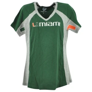 Camiseta NCAA Miami Hurricanes Mujer Damas Manga Corta Verde Gris Camiseta - Imagen 1 de 3