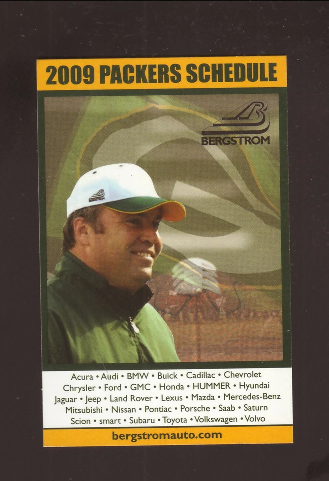Green Bay Packers Mike McCarthy 2009 calendario de bolsillo Bergstrom automático Foto 1 de 1